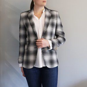 Akris Punto Black and White Check Two Button Blazer